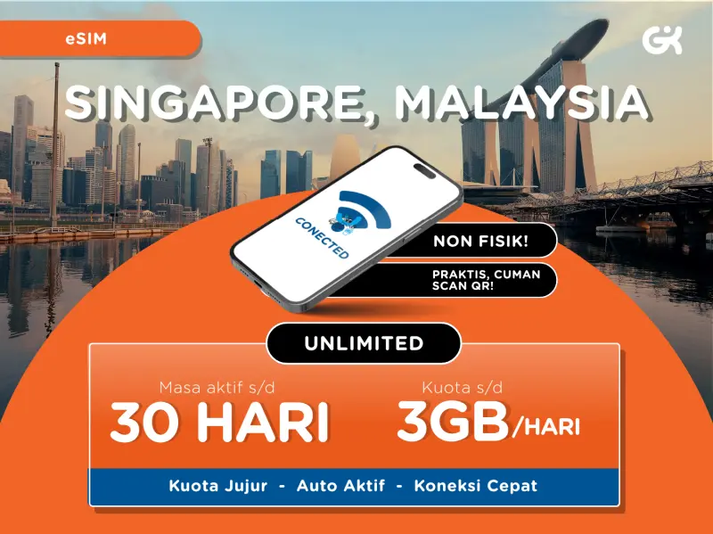 [INSTANT] eSIM Singapore Malaysia Unlimited | eSIM Singapura Global Komunika in Singapore, Singapore