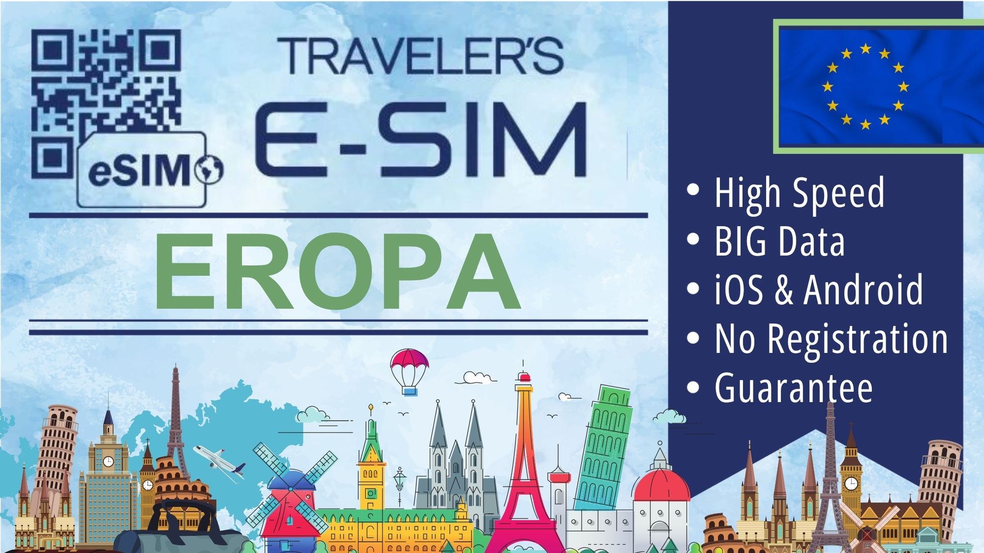E-SIM Europe Data Plan - Tourist Travel esim Internet - Daily Data e sim