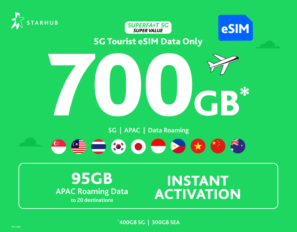 Starhub Unlimited 5G Singapore eSIM / SIM - Option with EZ-Link Transport Card (SG Airport Pickup)