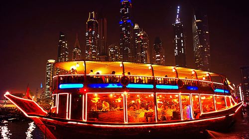 Dubai Creek Night Cruise with Upper Deck Access/Boarding at Marina Pier, Dinner & Special Performances Day Tours