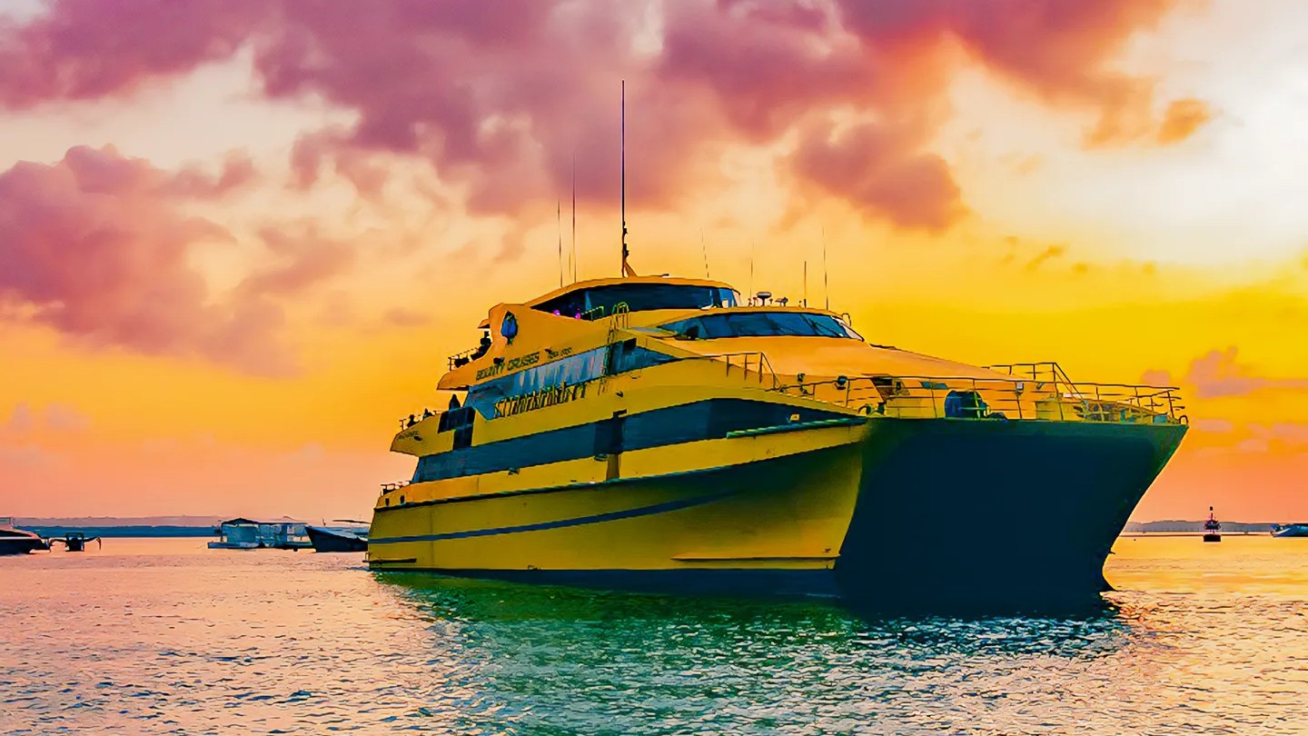 Bounty dinner cruise boat on the water in Bali