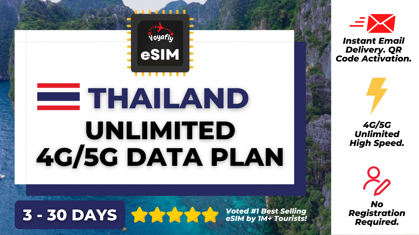 Thailand - Unlimited 4G/5G Data eSIM - HolidaySG