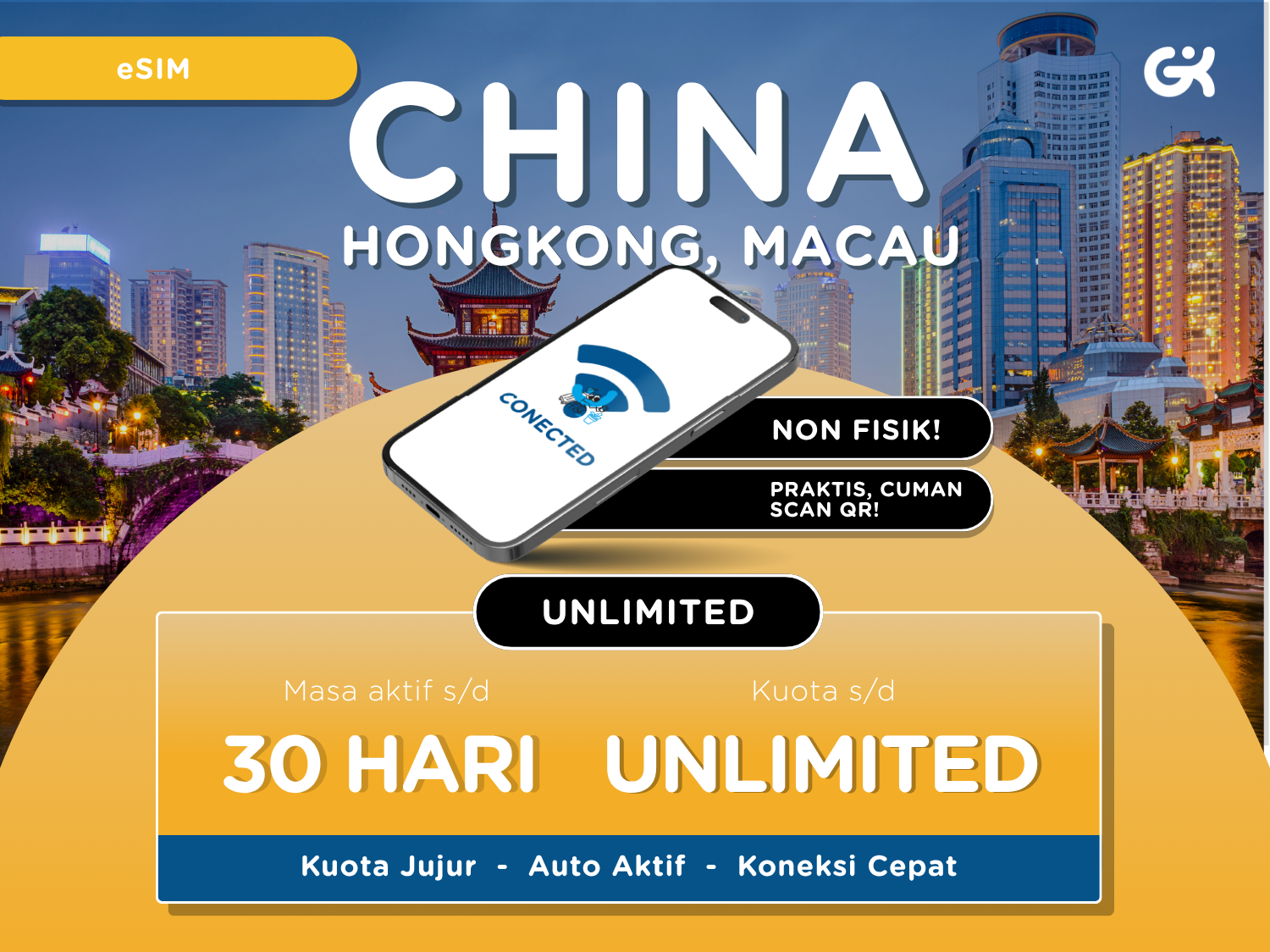 [INSTANT] eSIM China Hongkong Macau Unlimited | Travel Sim China Hongkong Makau