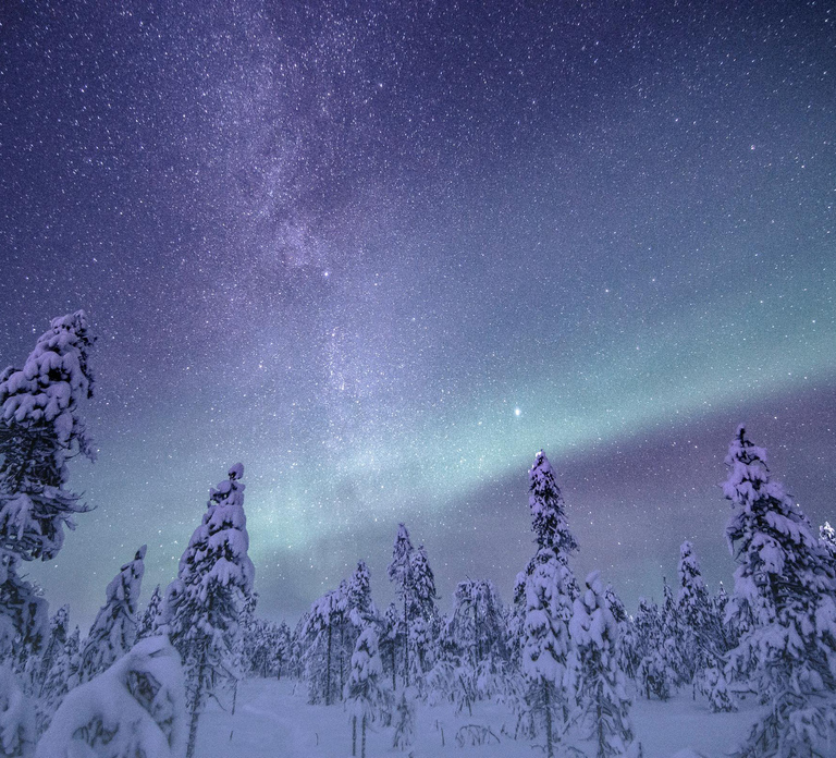 Night Star Walk on Snowshoes in the Finnish Wilderness