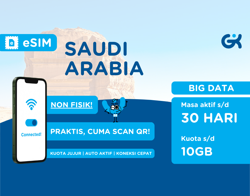 eSIM Saudi Arabia Big Data | Travel SIM Arab Umroh Haji Kuota Besar Global Komunika