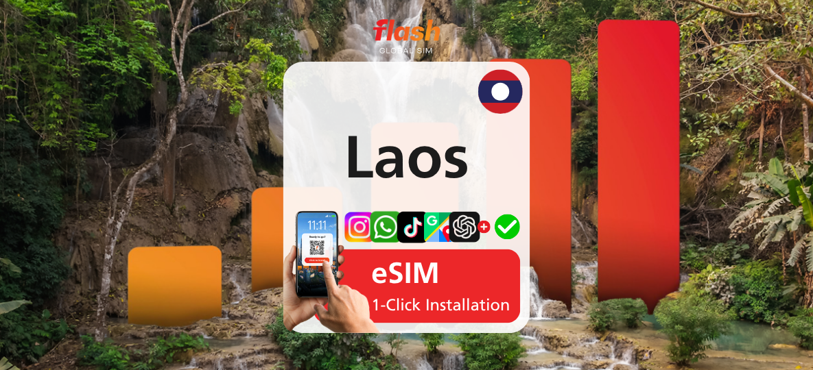 Laos eSIM 5G - Internet Data - Hotspot Supported - Flash Global SIM