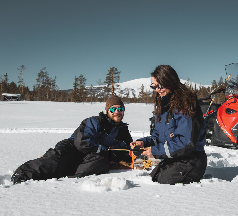 Levi: Snowmobile Safari with Ice Fishing and Outdoor Lunch