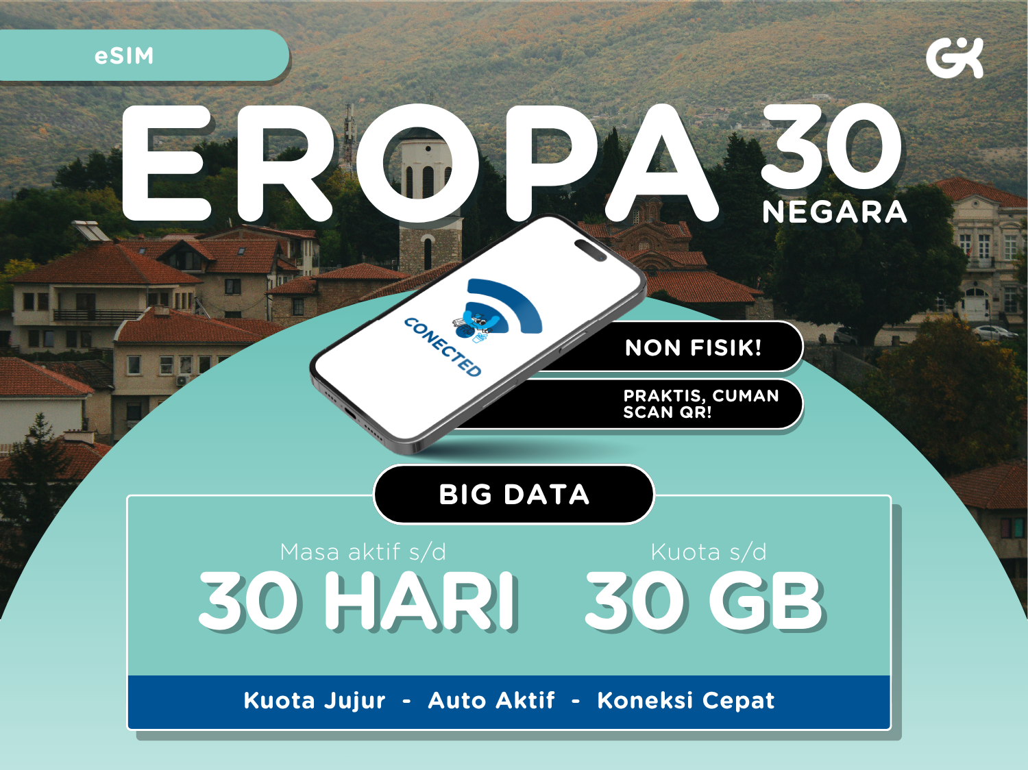 eSIM Europe Turkey Big Data | Travel Sim Eropa Turki Kuota Besar