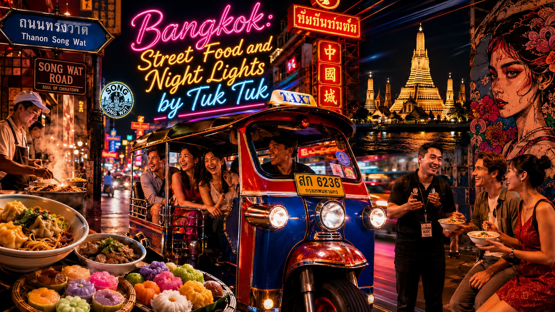 Bangkok Street Food and Night Lights by Tuk Tuk - HolidaySG