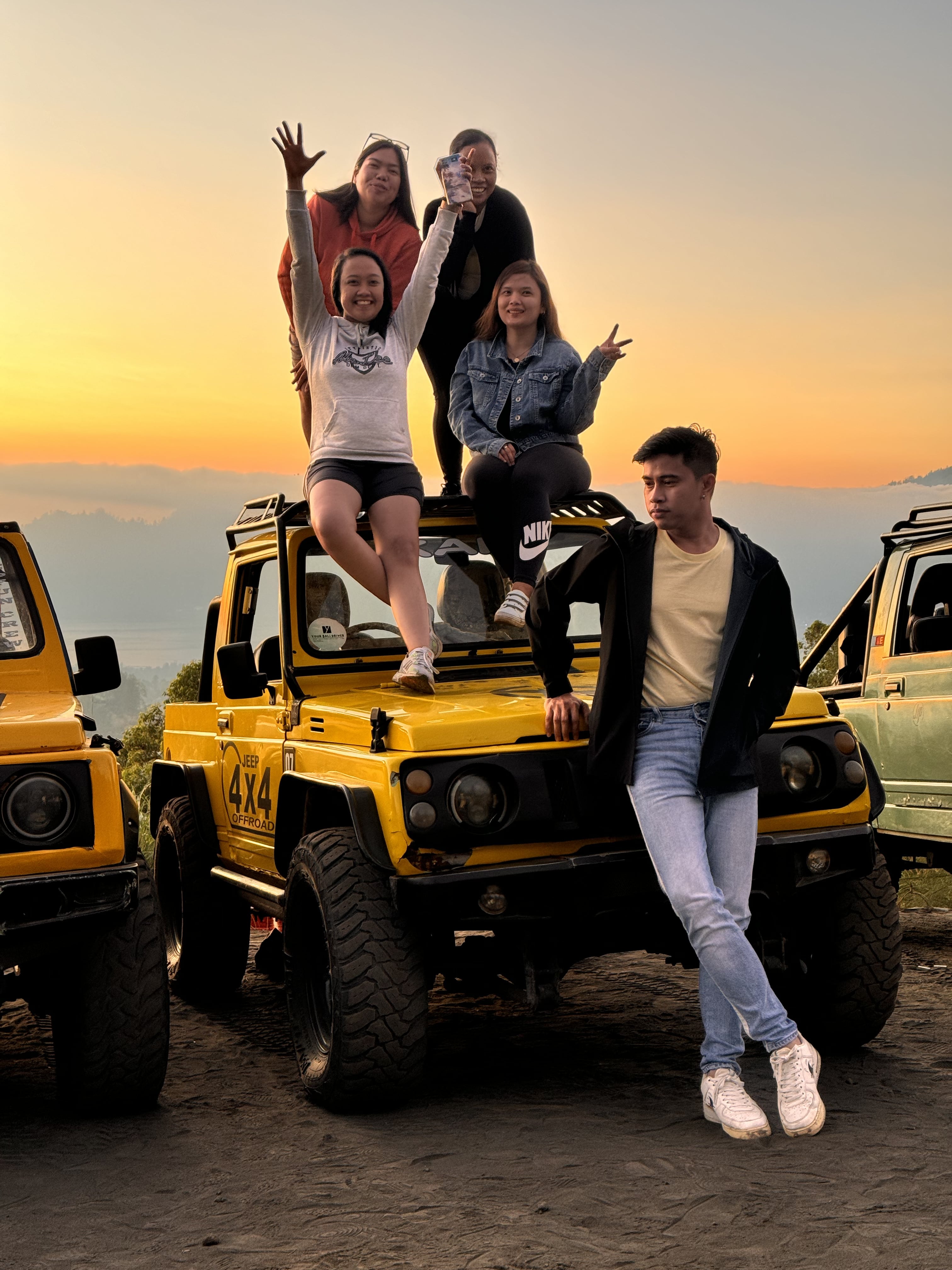 Four-wheel-drive jeep on the volcanic slopes around Mount Batur in Kintamani