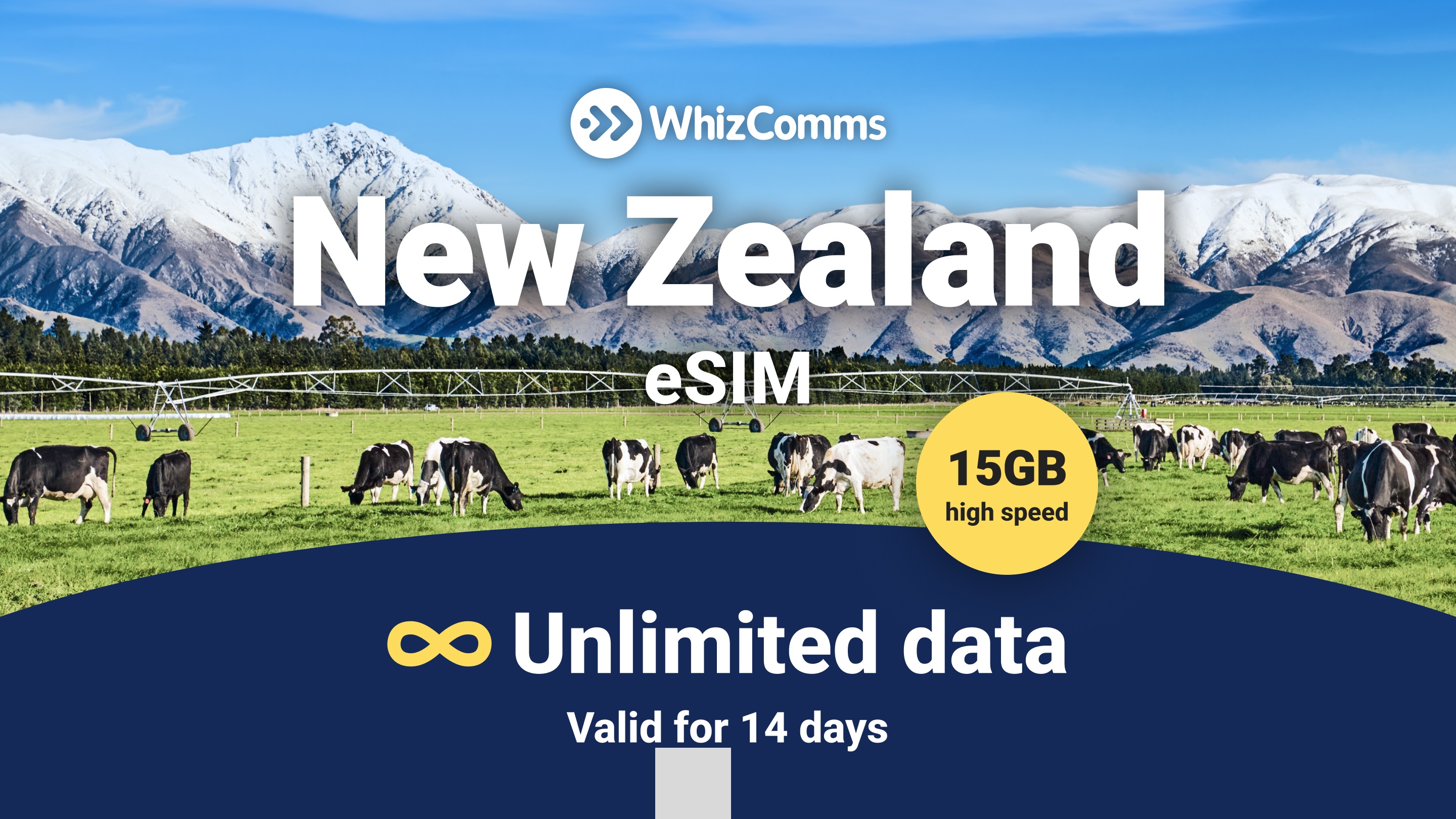 WhizComms 14-Day 15GB Unlimited New Zealand eSIM – Instant Activation & Nationwide Coverage - HolidaySG