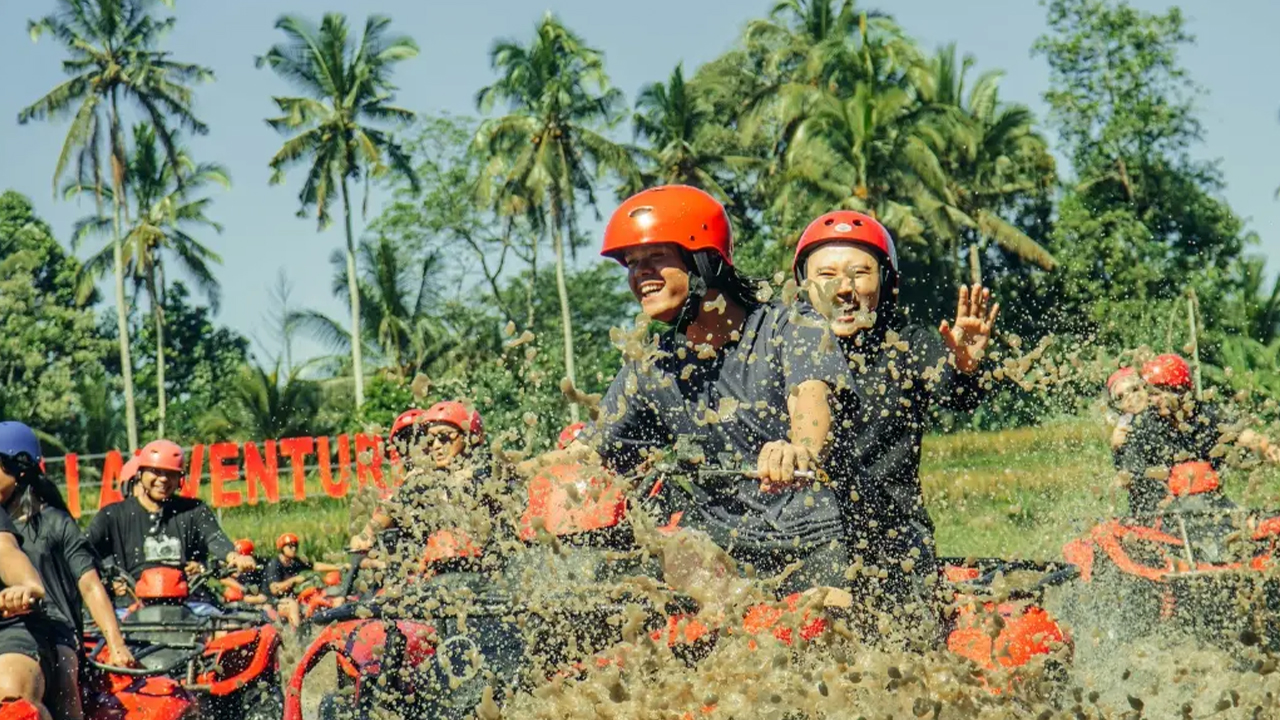 Riders on ATVs during an adventure session at Dadi Bali Adventure