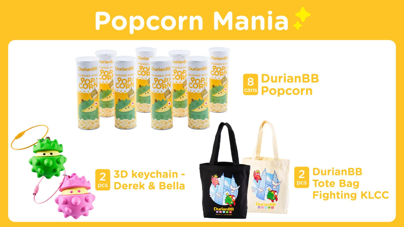 DurianBB Bundle set 1 –  Popcorn Mania Bundle - HolidaySG