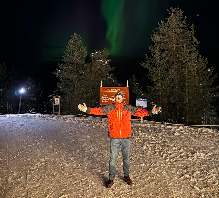 Northern Lights Snowshoe Hike in Levi with Latvian Guide