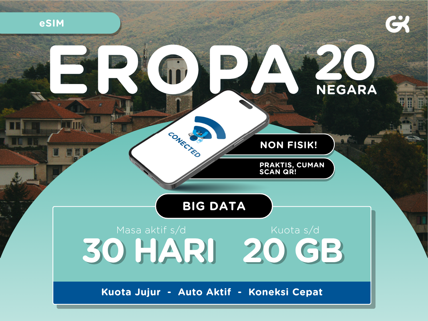 eSIM Eropa 20 Negara Big Data | eSIM Europe 20 Countries Global Komunika
