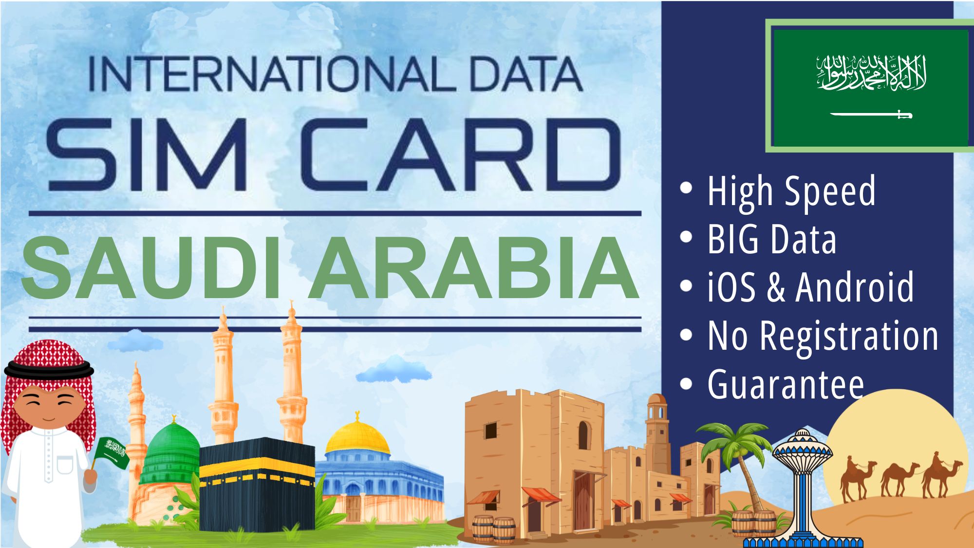 Sim Card Saudi Arabia Data Plan - Tourist Simcard Internet Travel Package - Daily Data