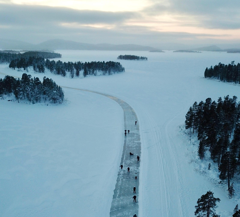 From Saariselkä: Ice-skating on Frozen Lake Inari
