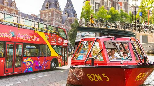 Amsterdam Hop-On Hop-Off 24h or 48h Bus and Boat Option Day Tours