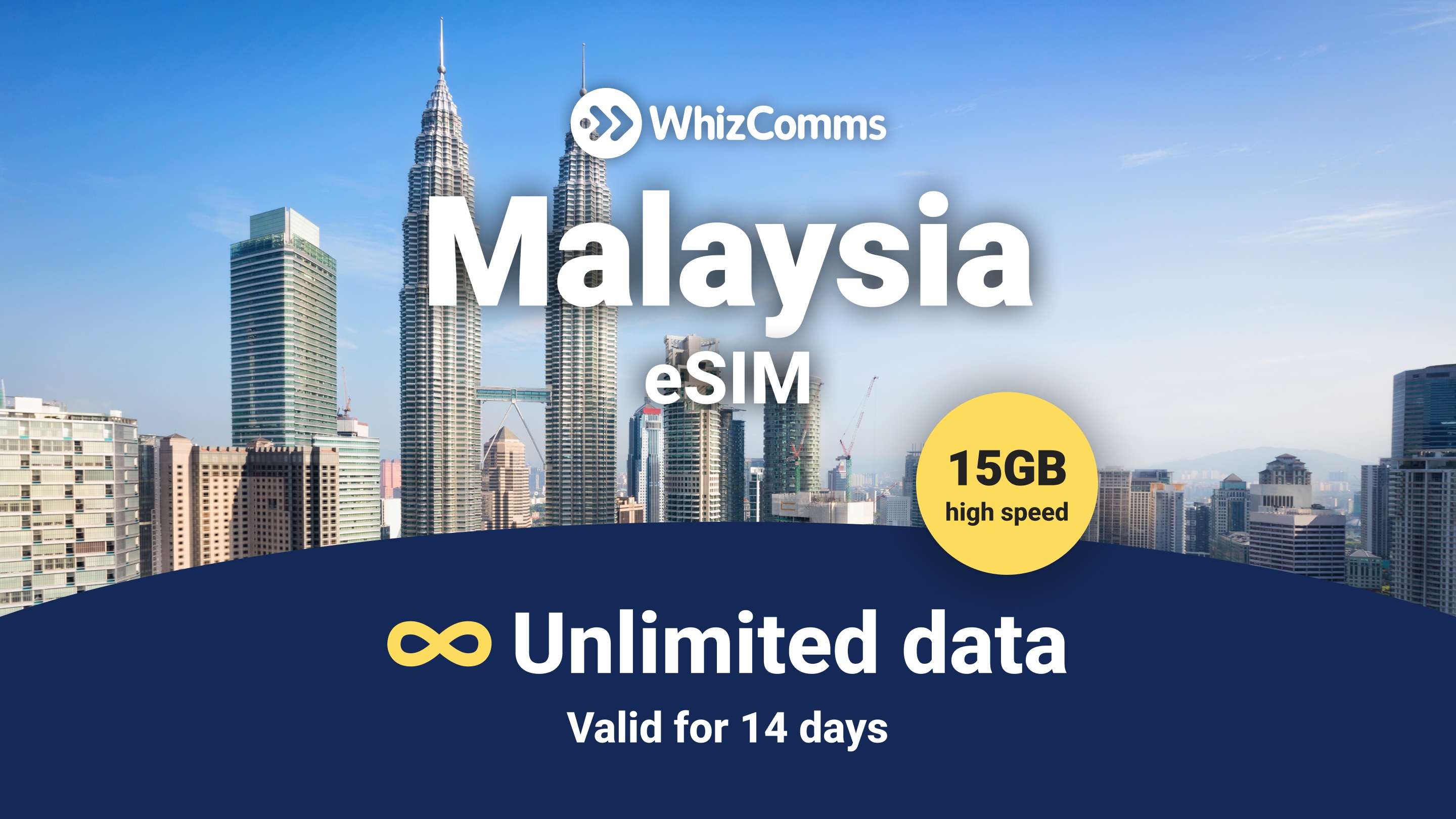 WhizComms 14-Day 15GB Unlimited Malaysia eSIM – Instant Activation & Nationwide Coverage - HolidaySG