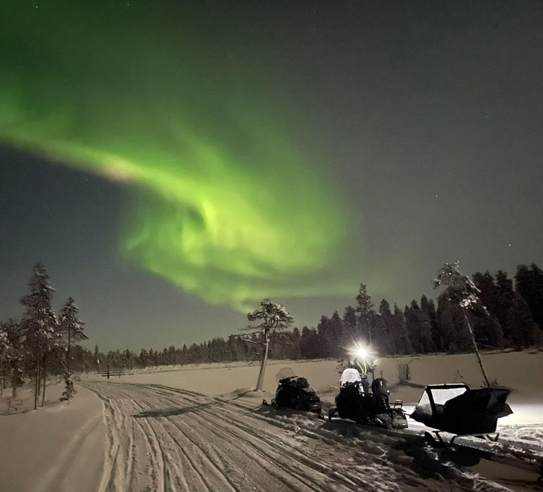 Ylläs: Northern Lights Snowmobile Safari with Transfers