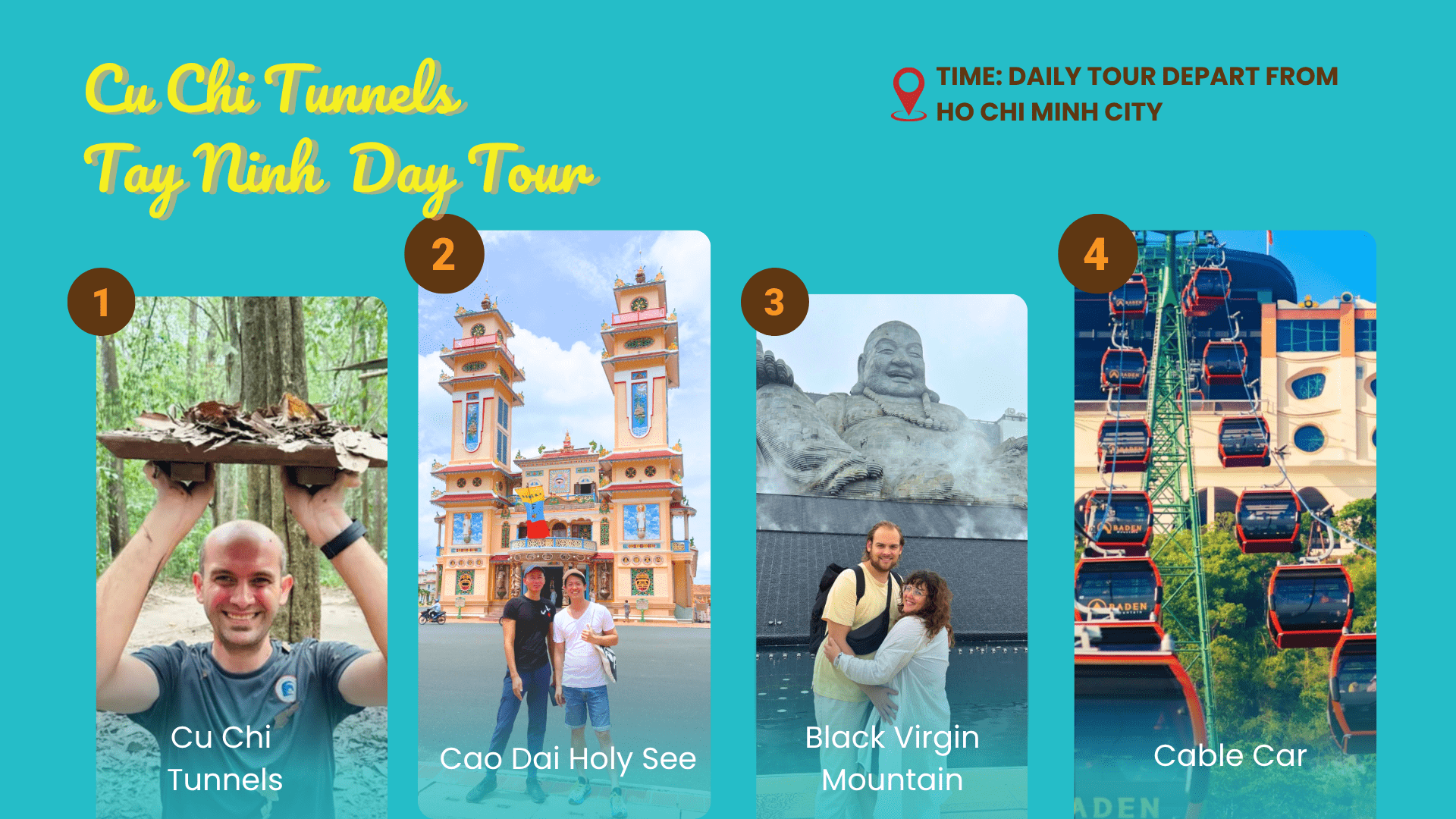 Cu Chi Tunnels - Cao Dai Temple & Black Virgin Mountain Day Tour