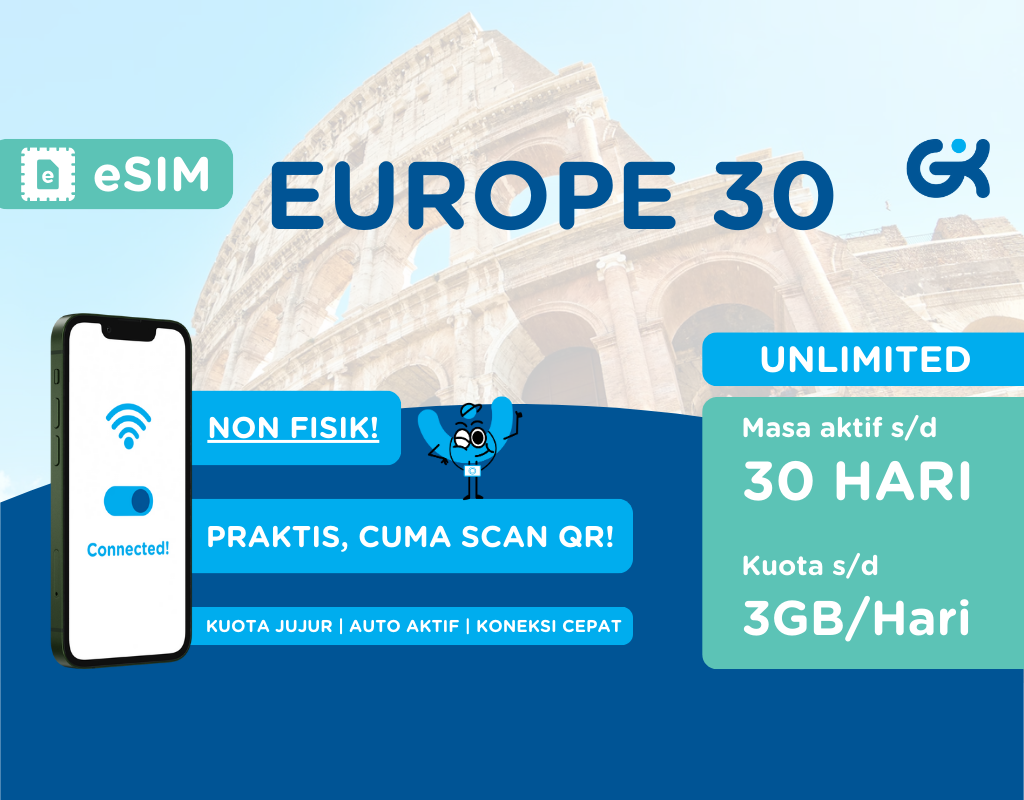 eSIM Europe Turkey Unlimited | Travel Sim Eropa Turki