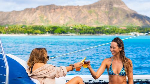 Board from Waikiki Beach for our Aloha Hour Sail Day Tours