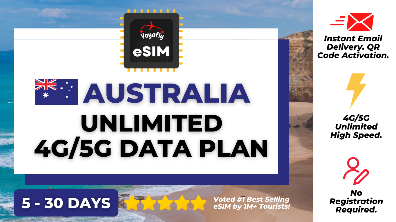 Australia - Unlimited 4G/5G Data eSIM - HolidaySG