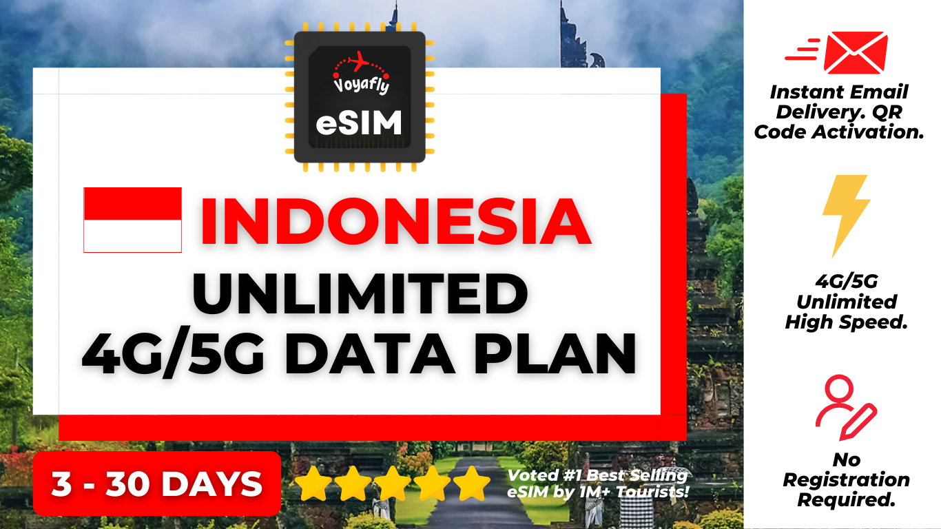 Indonesia - Unlimited 4G/5G Data eSIM - HolidaySG