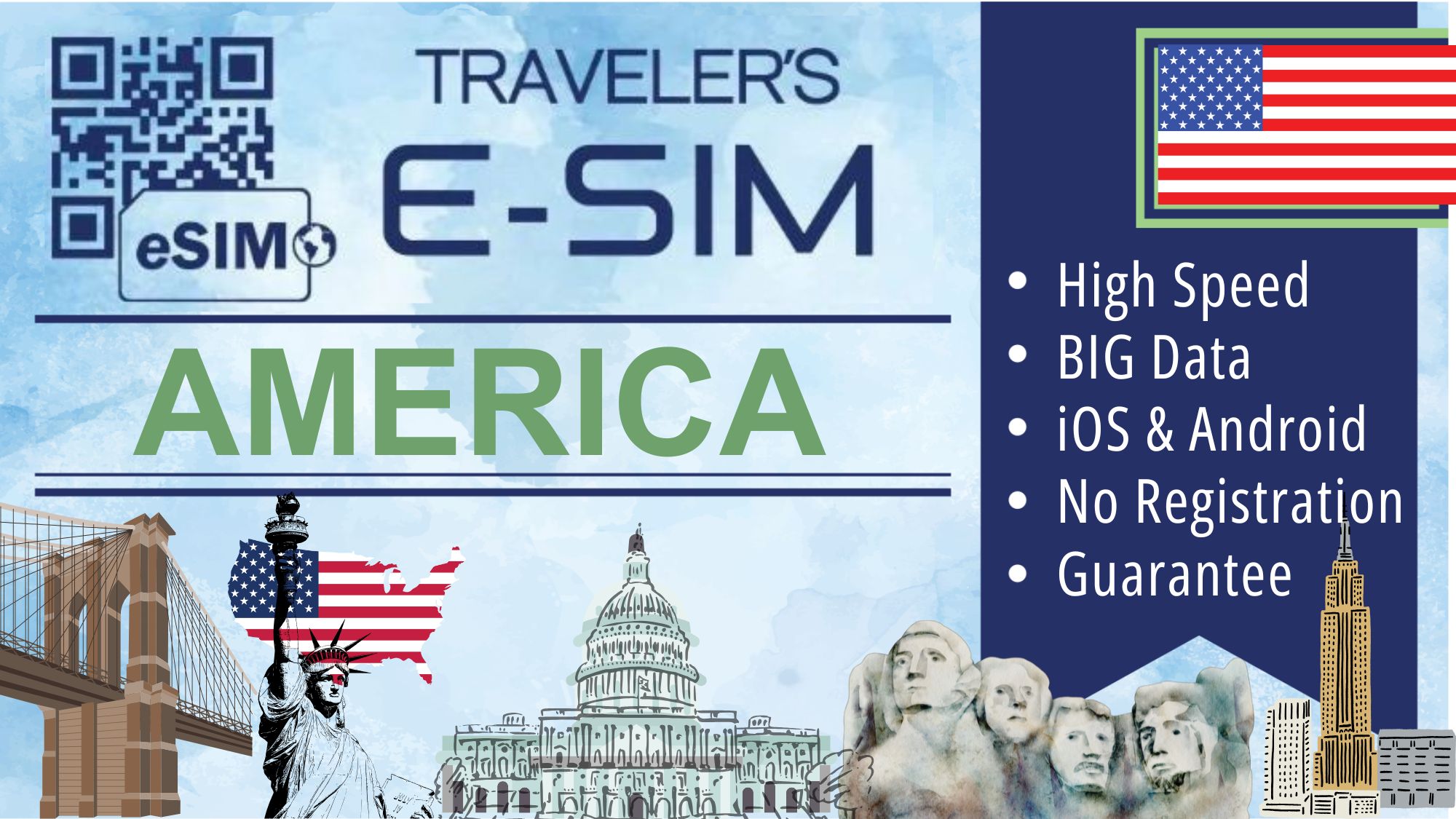 E-SIM USA Data Plan - Tourist Travel esim Internet - Daily Data e sim