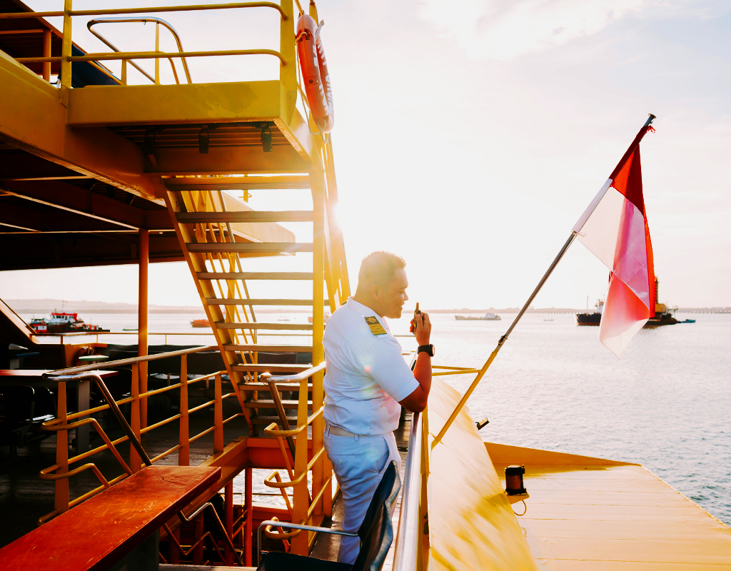 Cruise boat on calm water off the south coast of Bali