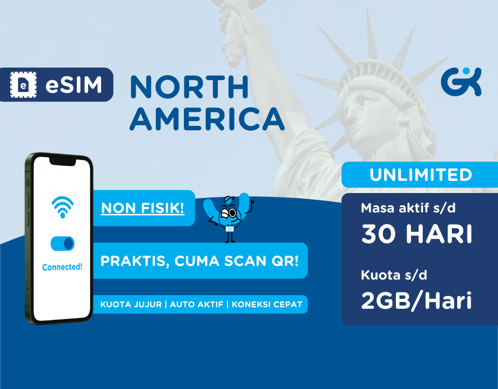 eSIM North America Unlimited | Travel Sim Amerika Utara USA Canada
