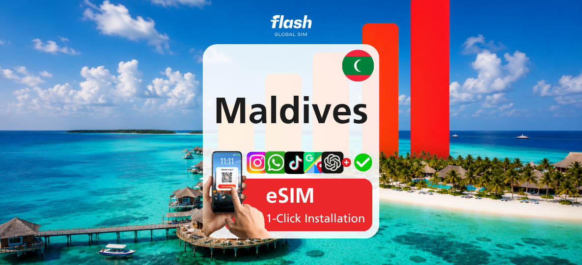 Maldives eSIM 5G - Internet Data - Hotspot Supported - Flash Global SIM - HolidaySG
