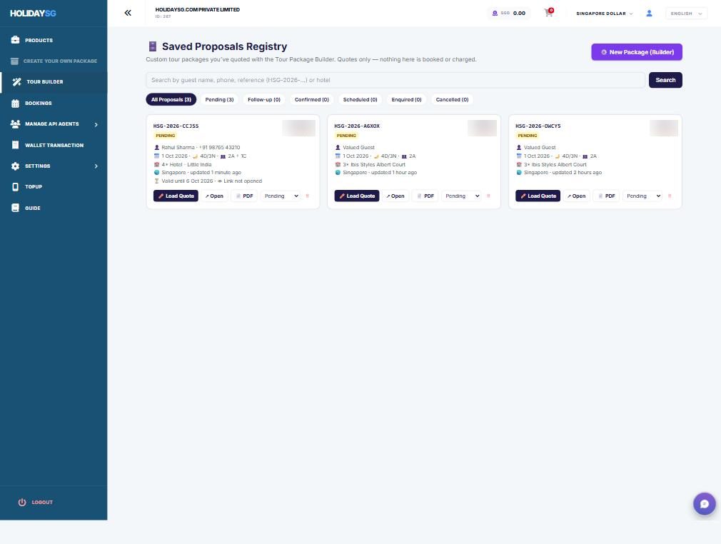 Follow up and close — Tour Package Builder screenshot