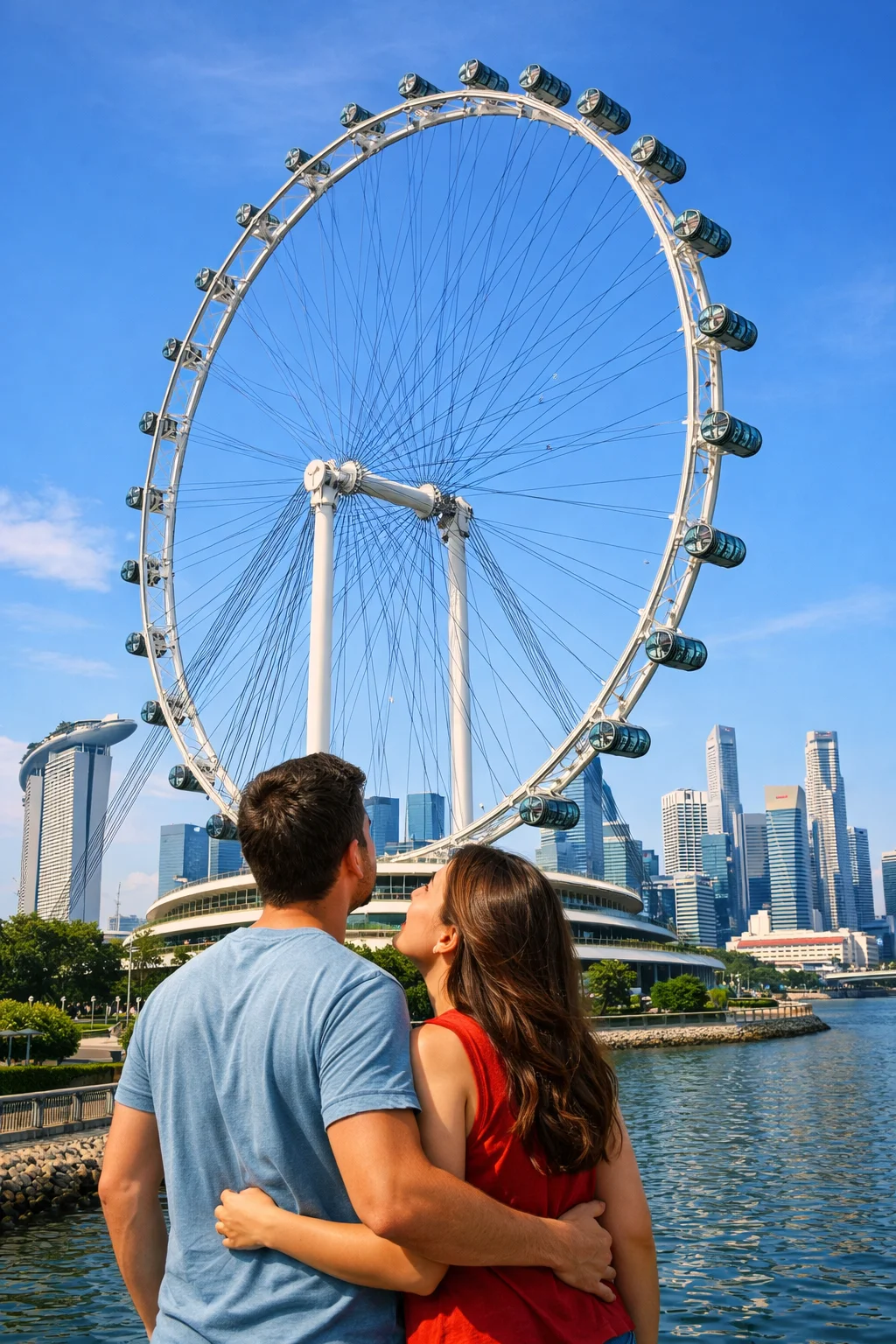 The Singapore Flyer observation wheel beside Marina Bay