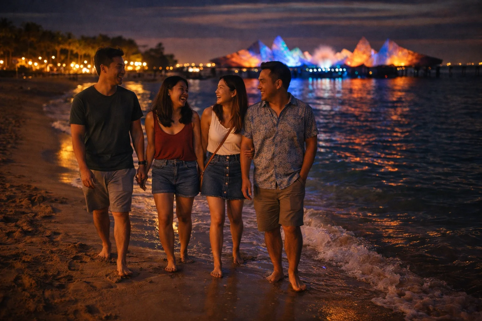 Wings of Time night show with water, lights and fireworks on Sentosa
