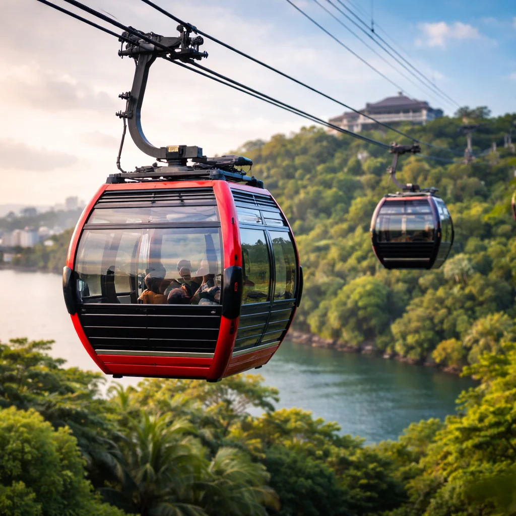 Singapore Cable Car crossing from Mount Faber to Sentosa