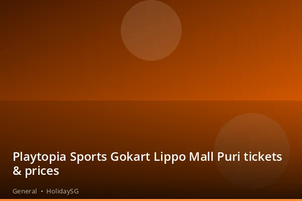Playtopia Sports Gokart Lippo Mall Puri tickets &amp; prices - General | HolidaySG