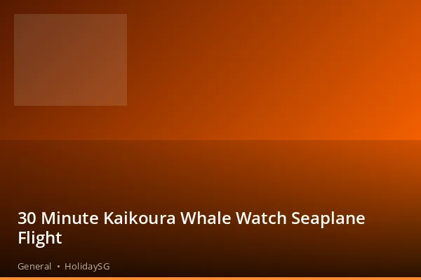 30 Minute Kaikoura Whale Watch Seaplane Flight - General | HolidaySG
