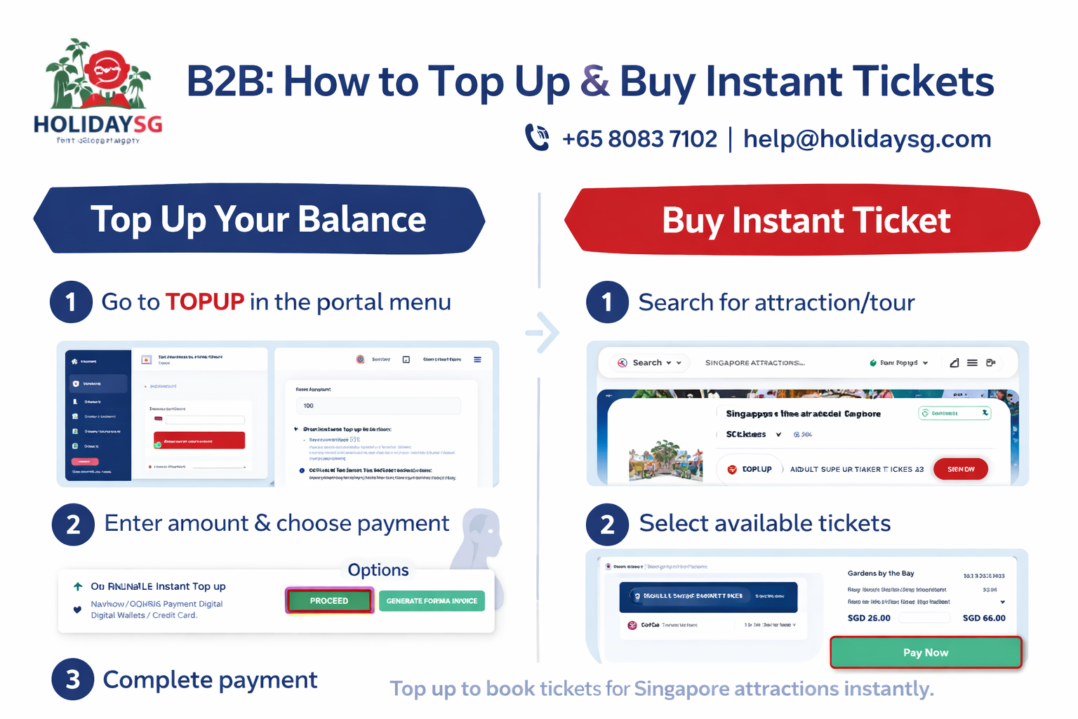 B2B How to Top UP and buy instant ticket