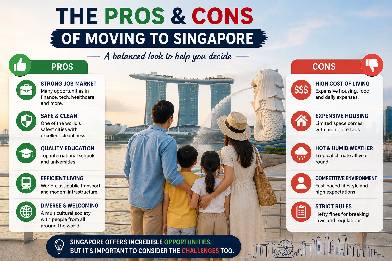 Pros and cons of moving to Singapore